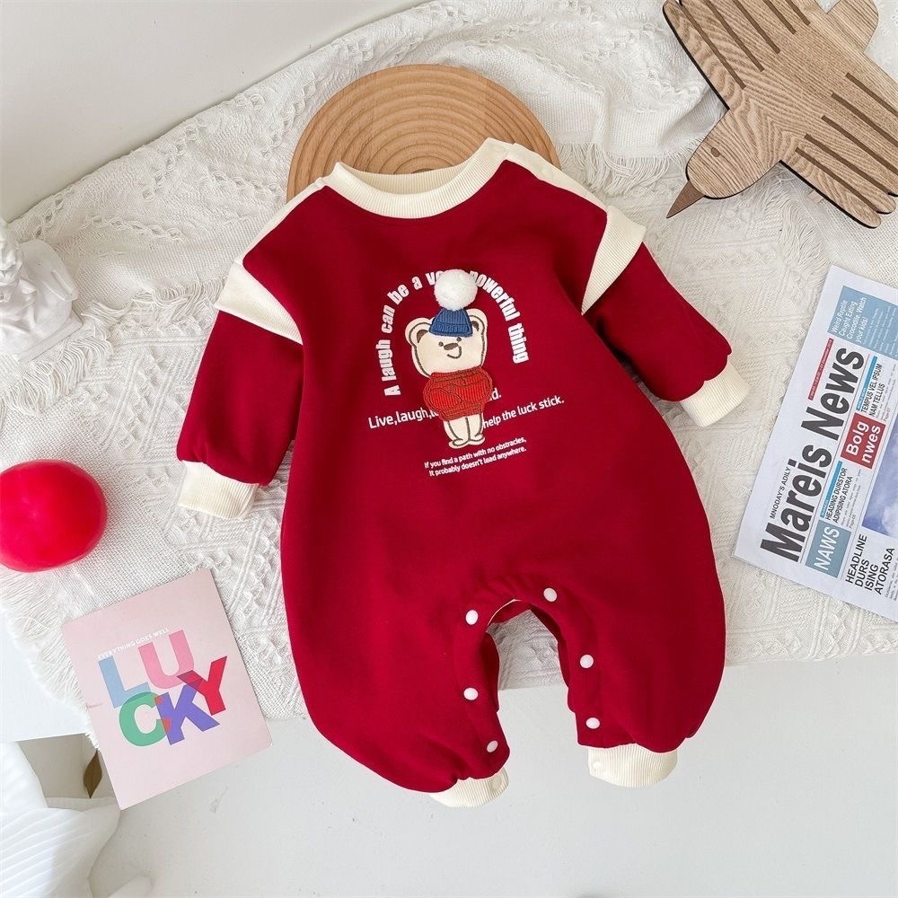 韓國童裝🇰🇷寶寶秋冬刷毛連體衣-細節圖3