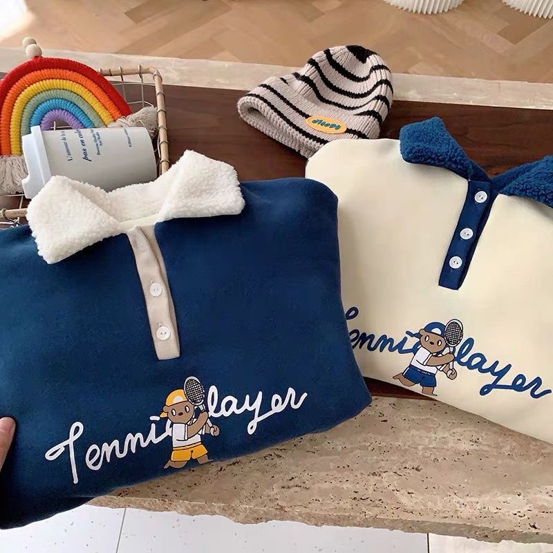 🇰🇷秋冬寶寶刷毛小熊學院風連體衣爬行衣-細節圖3