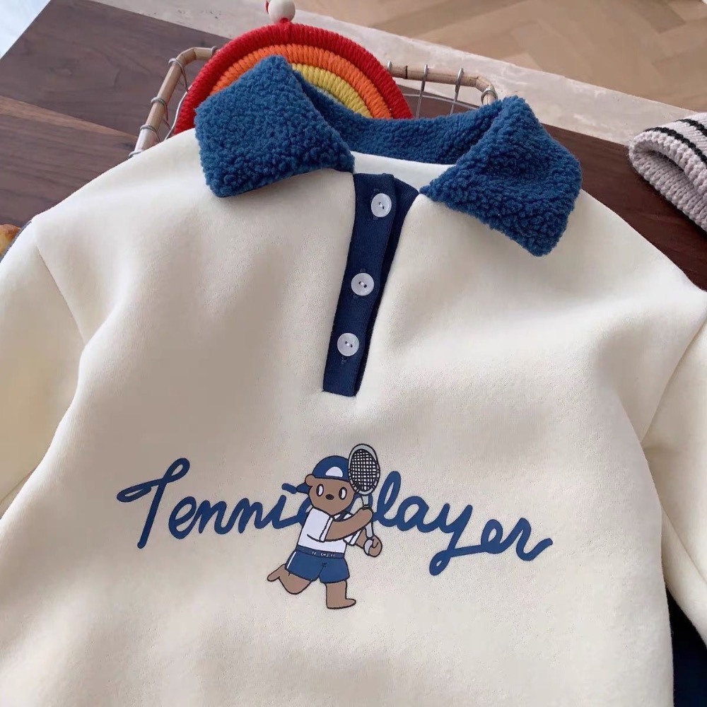 🇰🇷秋冬寶寶刷毛小熊學院風連體衣爬行衣-規格圖5