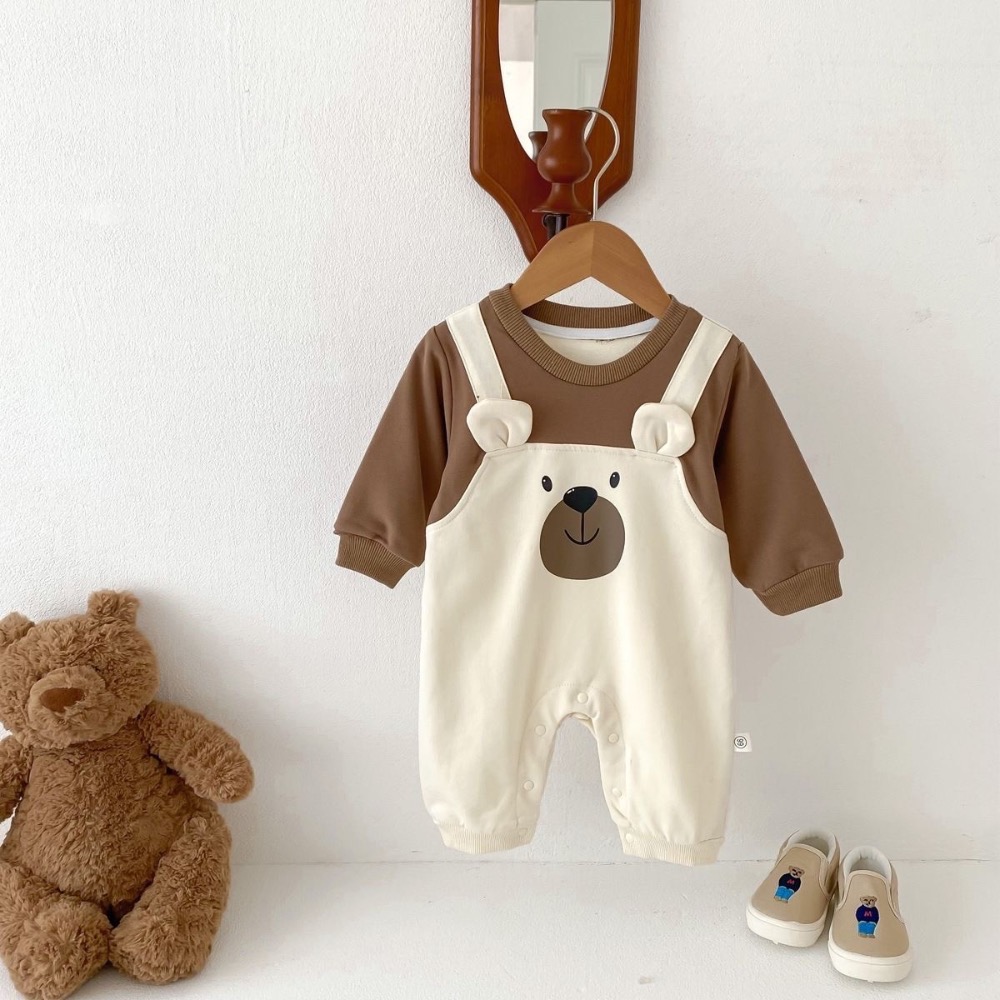 🐻‍❄️秋冬/早秋韓版嬰兒假兩件小熊長袖連體衣🐻-規格圖9