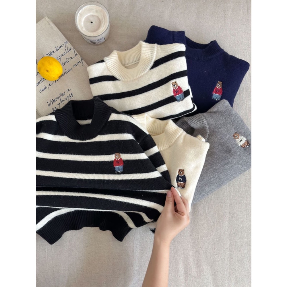 秋冬暖暖小熊刺繡加絨上衣-細節圖2