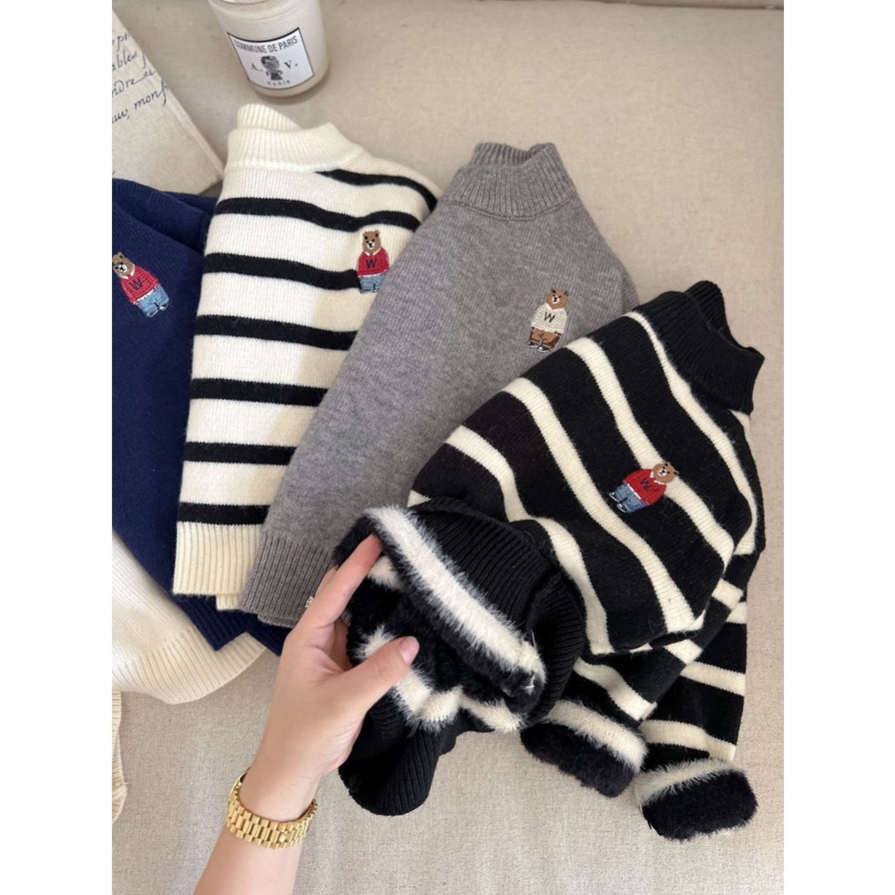 秋冬暖暖小熊刺繡加絨上衣-細節圖5