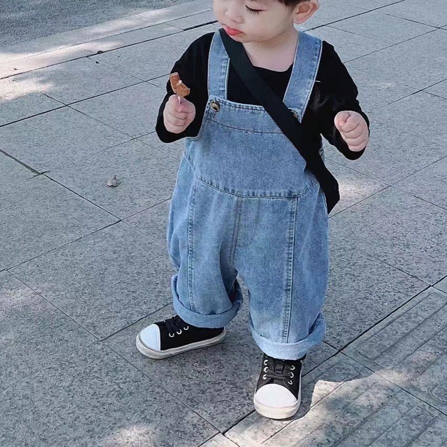 牛仔吊帶長褲男童女童套裝-規格圖7