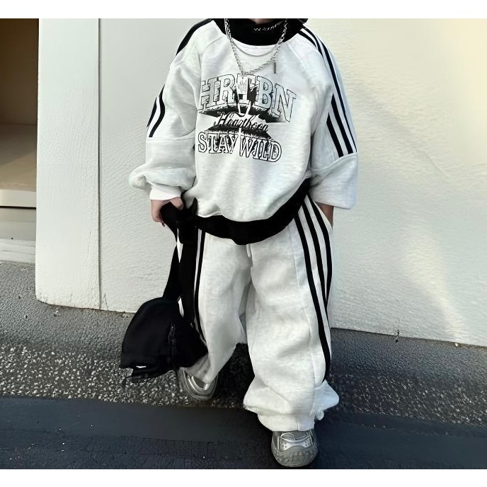 兒童潮酷拼接加絨衛衣套裝-規格圖6