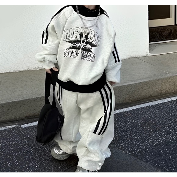 兒童潮酷拼接加絨衛衣套裝-規格圖6