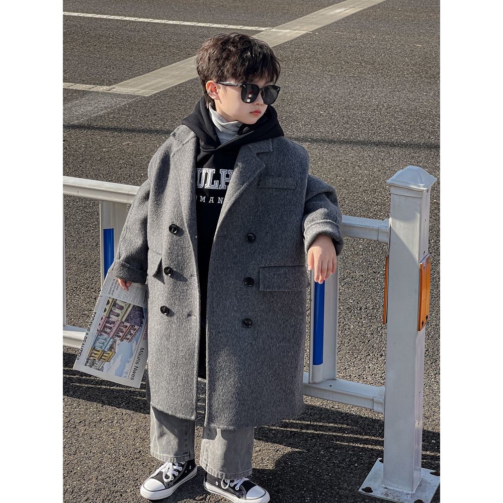兒童秋冬雙面羊毛呢絨大衣-細節圖3