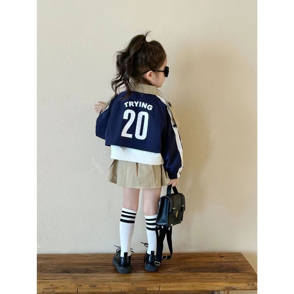 女童工裝外套+百褶裙時髦工裝套裝-細節圖3