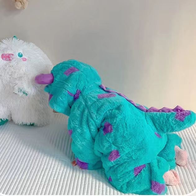 寶寶冬季恐龍加絨加厚連體爬行外出服🦕-細節圖3