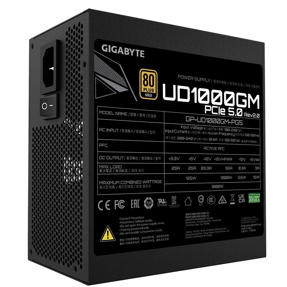 奧運羽球勇奪金牌 !!【技嘉 GIGABYTE】UD1000GM PG5 2.0 1000W 全模組化 金牌 電源供應器-細節圖4