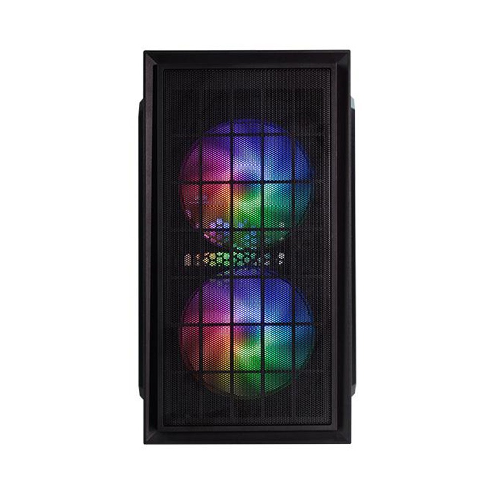 【YAMA】小追光 黑 電腦機殼 (M-ATX/預裝3顆RGB風扇/網格斜切設計)-細節圖2