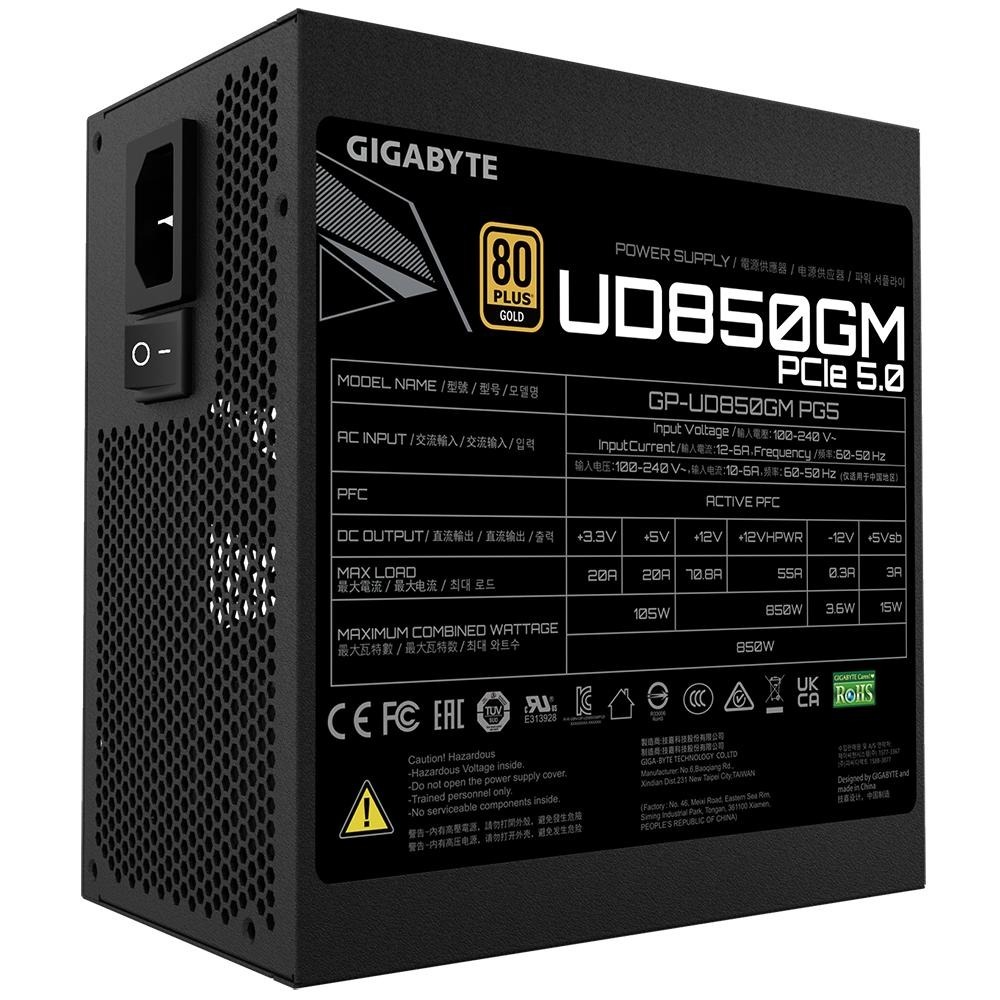 技嘉 850W 80 Plus金牌認證 全模組化 電源供應器 5年保固 (UD850GM PG5)-細節圖6