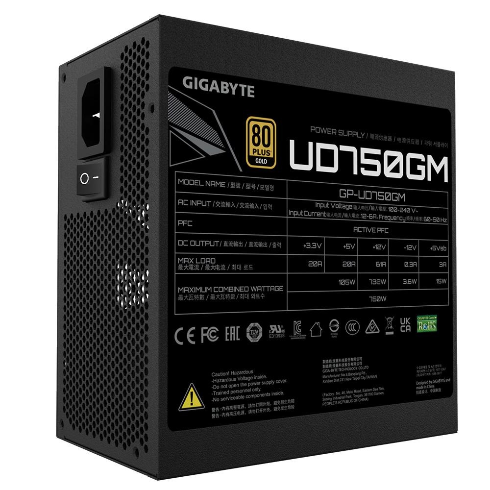 技嘉 750W 80 Plus金牌認證 全模組化 電源供應器 5年保固 (UD750GM)-細節圖5