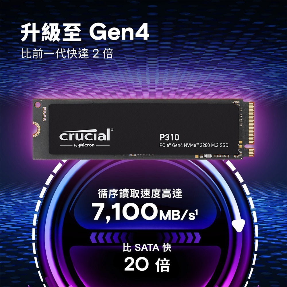 Micron 美光 Crucial P310 PCIe Gen4 NVMe 2280 M.2 SSD 固態硬碟-細節圖2