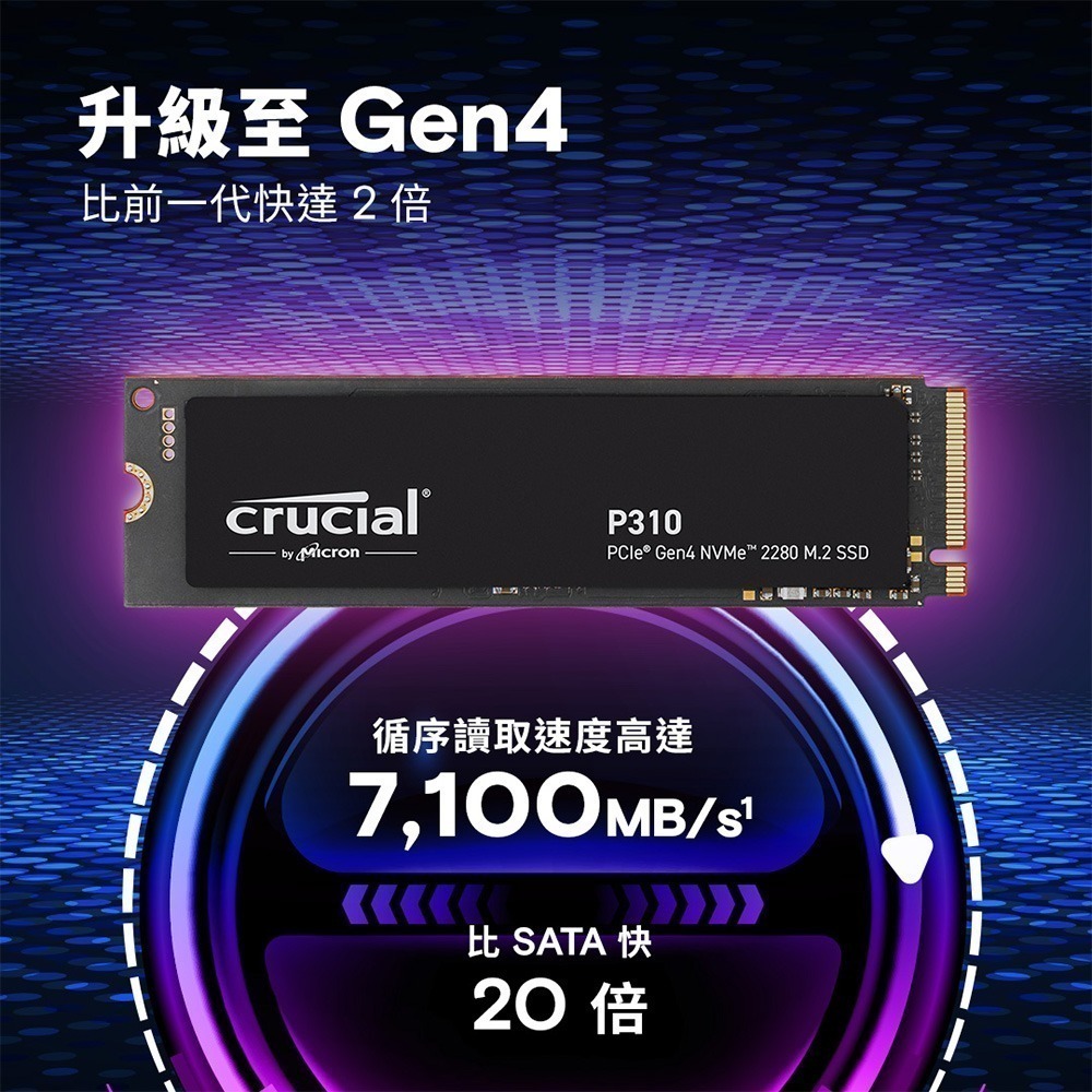【現貨】Micron 美光 Crucial P310 PCIe Gen4 NVMe 2280 M.2 SSD 固態硬碟-細節圖2