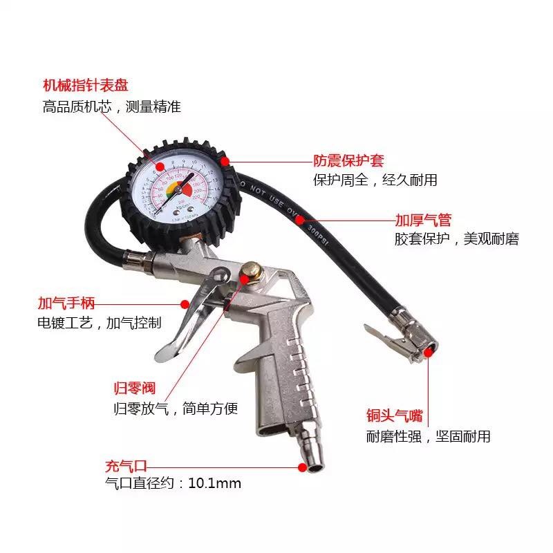 三合一測胎壓槍 胎壓槍 胎壓錶 胎壓計 胎壓檢測 輪胎打氣槍 空壓打氣槍 輪胎充氣 可洩壓 補胎-細節圖3