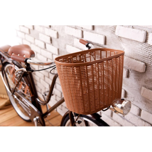 自行車單車優質咖啡色菜籃/高強度塑膠車籃子/置物架/可愛寵物籃/附配件包