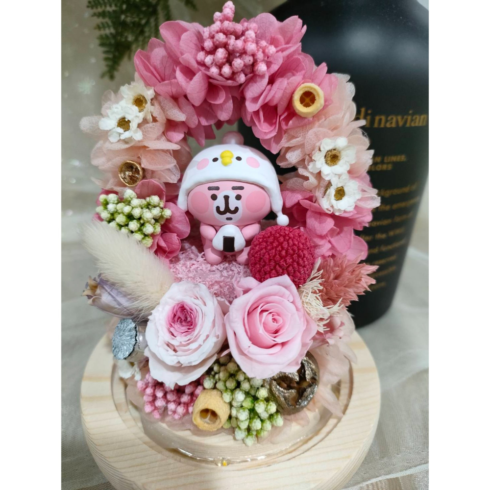 🌼🌸喵喵草🌻🌺🌸卡娜赫拉 -點心時間-吃飯糰囉♥️永生花玻璃花盅｜節日禮物｜小夜燈 永生花 不凋花-細節圖4