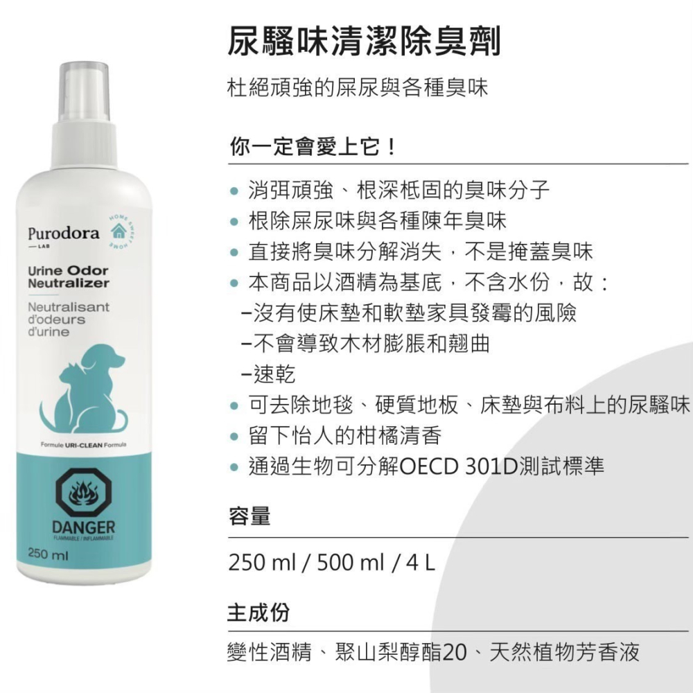 🌼🌸喵喵草花園🌻🌺🌸【Purodora 純‧朵拉】犬貓尿臭味除臭劑 250ml / 473ml-細節圖4