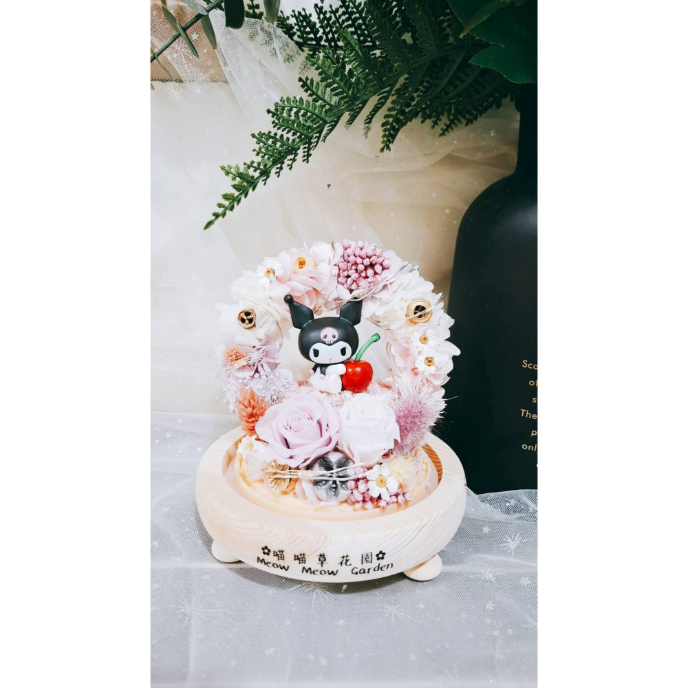 🌼🌸喵喵草花園🌻🌺🌸 三麗鷗 庫洛米 ♥️永生花玻璃花盅｜節日禮物｜小夜燈 永生花 告白禮物 畢業禮物-細節圖4