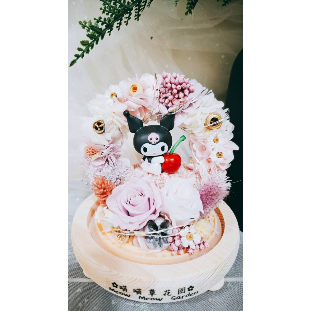 🌼🌸喵喵草花園🌻🌺🌸 三麗鷗 庫洛米 ♥️永生花玻璃花盅｜節日禮物｜小夜燈 永生花 告白禮物 畢業禮物-細節圖5