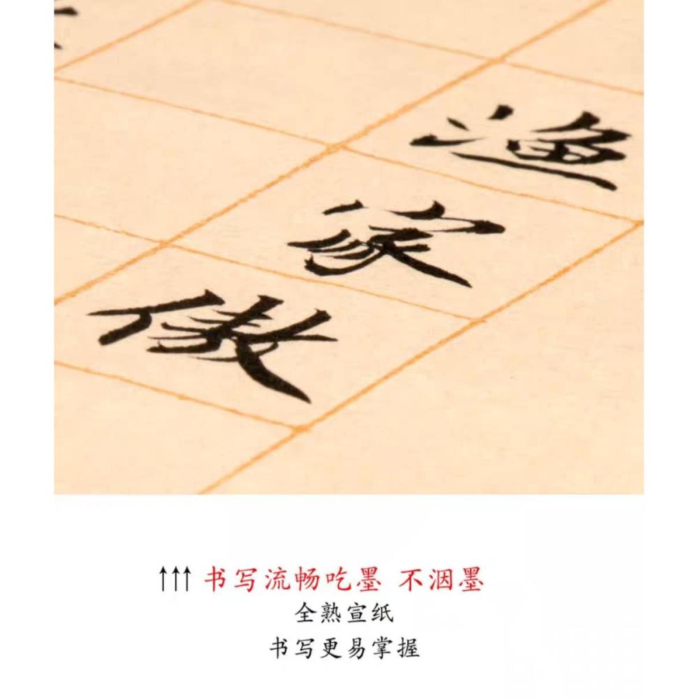 台灣快速出貨~書韻堂【金線方格紙 】熟宣 心經一張就搞定 金色格子 佛經方格紙 毛筆書法宣紙 仿古 練習紙 描金 日課紙-細節圖5