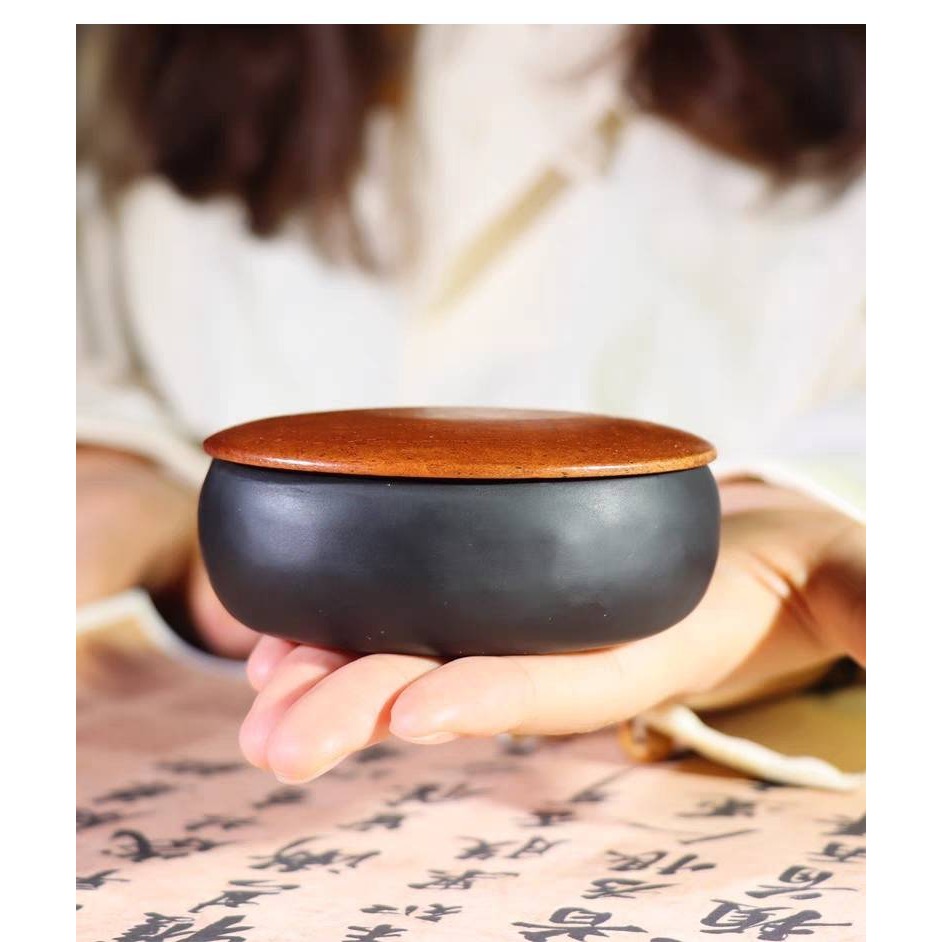 台灣快速出貨~ 書韻堂【掌中寶原石硯台】帶蓋木蓋硯台 原石硯台 初學隨身歙硯書法書畫天然石頭墨池墨碟文房四寶禮品筆墨紙硯-細節圖3