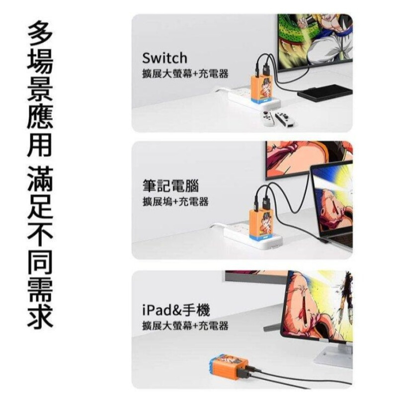 【邦妮嚴選】Switch 良值 七龍珠系列 65W HDTV 視頻轉換充電器 底座 變壓器 畫面轉換 4K 輕便攜帶-細節圖6