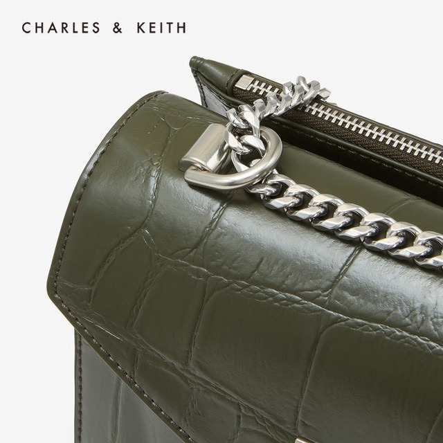 正貨 小ck 翻蓋金屬鎖扣包 單肩斜跨 鏈條包 斜背包 鱷魚包 黑色斜背包-細節圖4