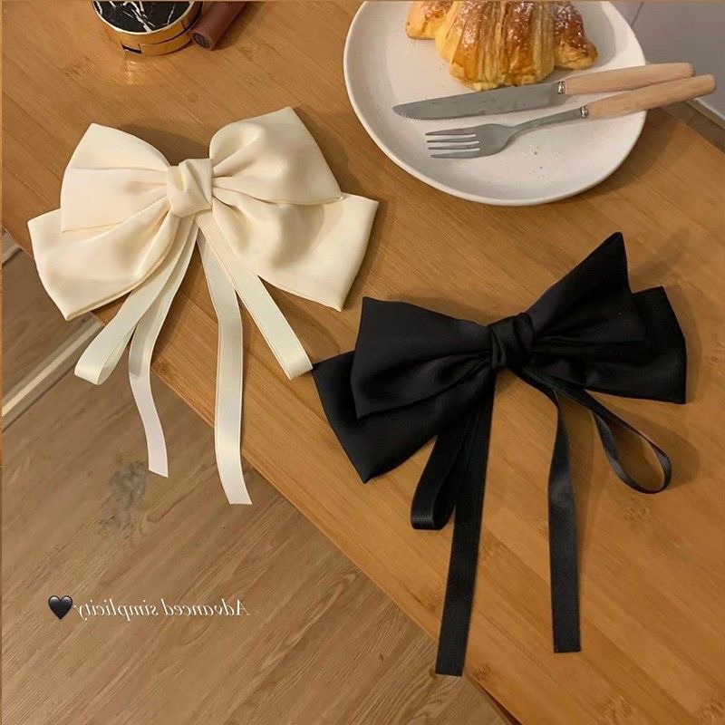 ｜Teddy shop｜大蝴蝶結飄帶發夾女2023新款夏季高級感後腦勺頂夾彈簧夾夾子發飾-細節圖3