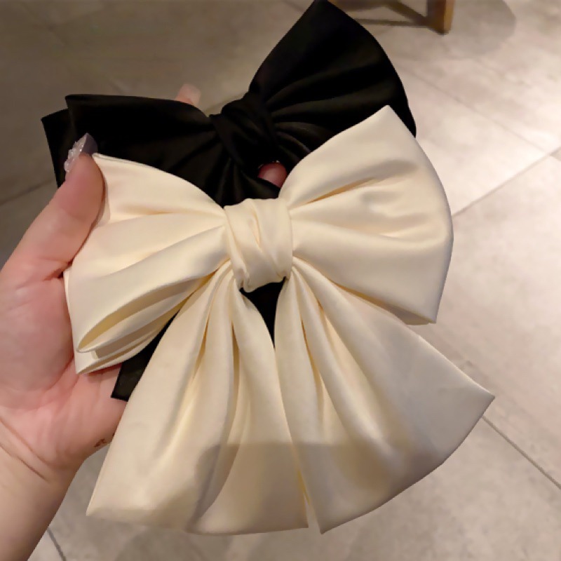 ｜Teddy shop｜大蝴蝶結飄帶發夾女2023新款夏季高級感後腦勺頂夾彈簧夾夾子發飾-細節圖5