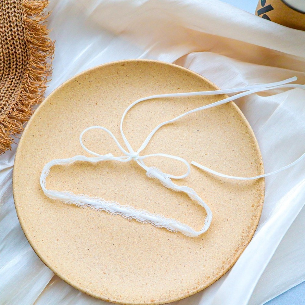 ｜Teddy shop｜甜酷choker辣妹白色蕾絲綁帶項鍊女風長款項圈設計感飄帶頸鏈-細節圖3