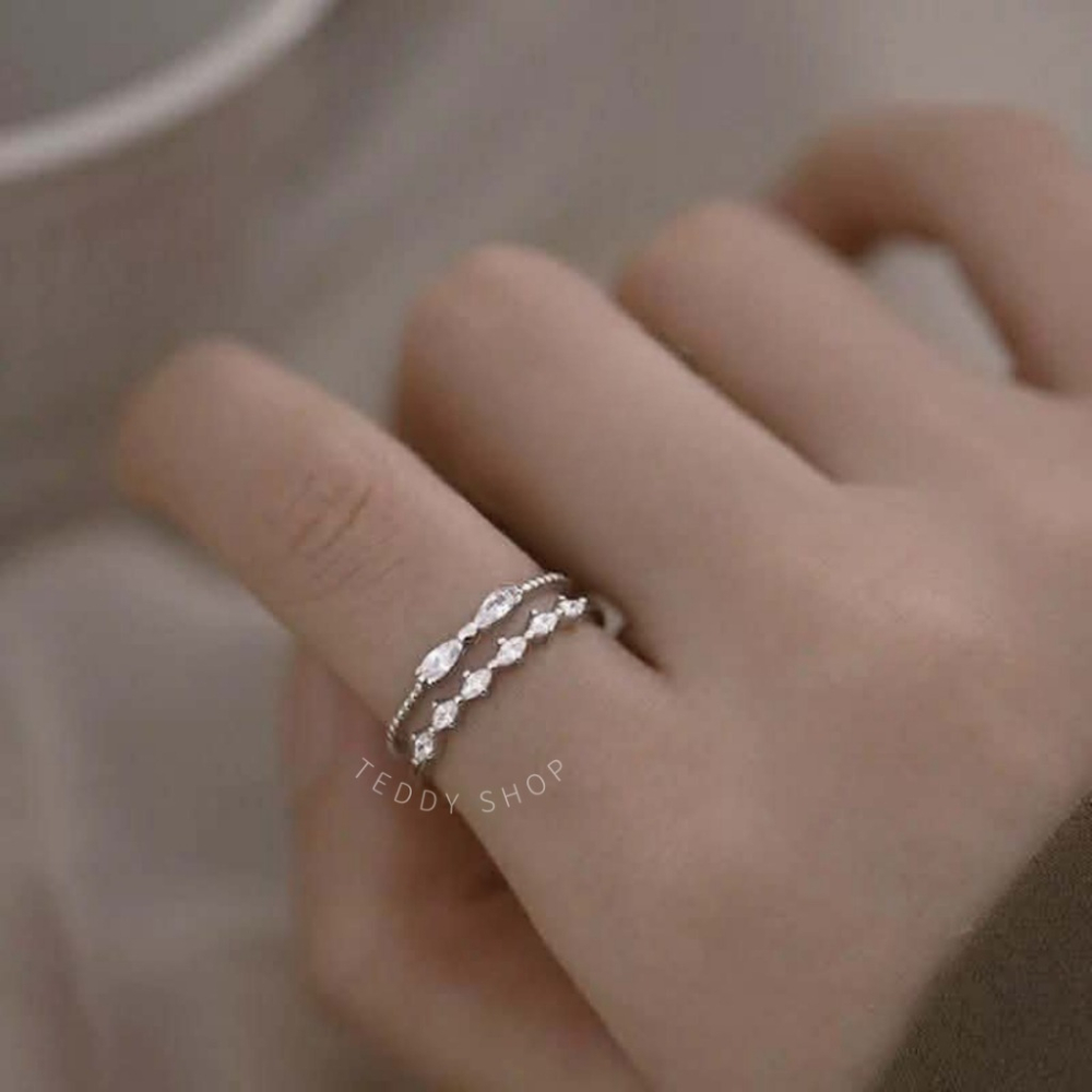 ｜Teddy Shop｜🎀可調節雙層蝴蝶結戒指💖 雙蝴蝶結 戒指 可調節 銀色 蝴蝶結戒指 銀色戒指 氣質 質感-細節圖2