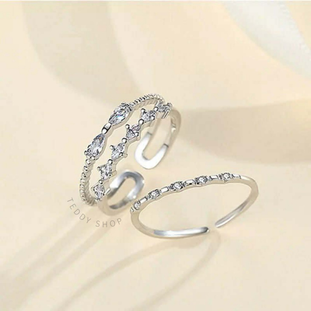 ｜Teddy Shop｜🎀可調節雙層蝴蝶結戒指💖 雙蝴蝶結 戒指 可調節 銀色 蝴蝶結戒指 銀色戒指 氣質 質感-細節圖4