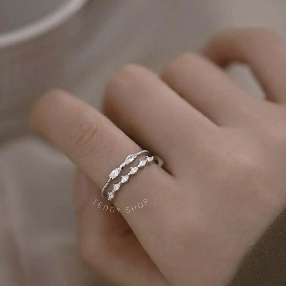 ｜Teddy Shop｜🎀可調節雙層蝴蝶結戒指💖 雙蝴蝶結 戒指 可調節 銀色 蝴蝶結戒指 銀色戒指 氣質 質感-細節圖2