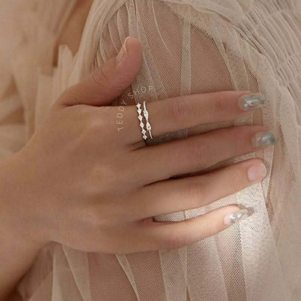 ｜Teddy Shop｜🎀可調節雙層蝴蝶結戒指💖 雙蝴蝶結 戒指 可調節 銀色 蝴蝶結戒指 銀色戒指 氣質 質感-細節圖3