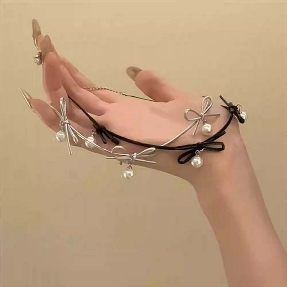 ｜Teddy Shop｜💎韓系皮質珍珠蝴蝶結頸鍊🎀 韓風項鍊 可調節頸鍊 百搭飾品-細節圖3