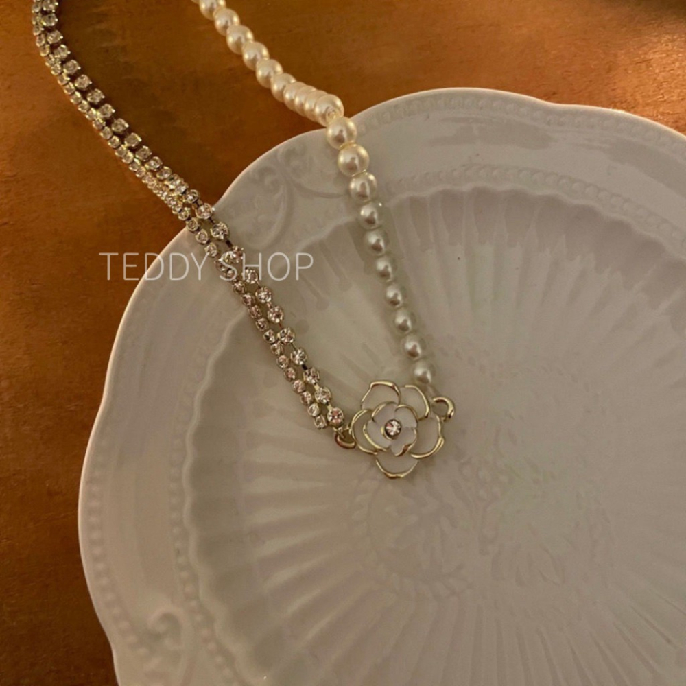 ｜Teddy Shop｜🌸法式復古白山茶花項鍊💖 氣質 優雅 韓系 百搭 約會必備-細節圖3