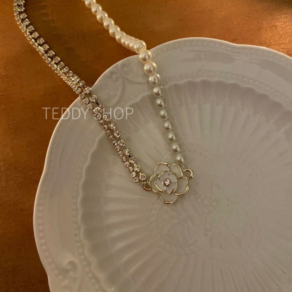 ｜Teddy Shop｜🌸法式復古白山茶花項鍊💖 氣質 優雅 韓系 百搭 約會必備-細節圖3