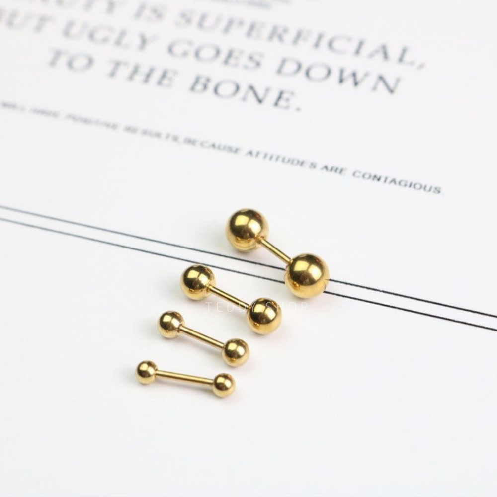 ｜Teddy Shop｜✨細針鈦鋼圓球耳環💎 防過敏 不退色 可碰水 耳環 鈦鋼耳環 抗過敏-細節圖3