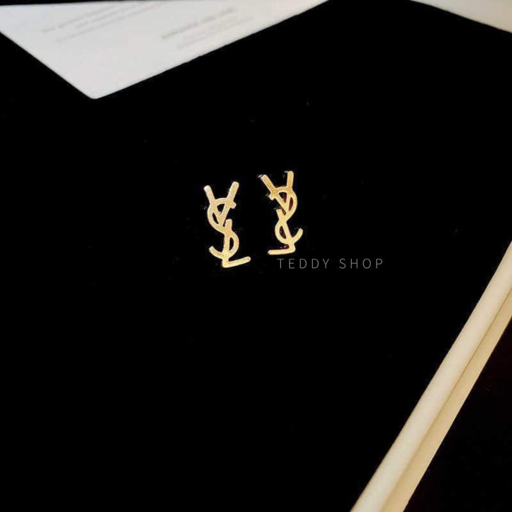 ｜Teddy Shop｜💎高級感鈦鋼字母耳環✨ 字母 耳環 鈦鋼 925銀針 金色 字母耳環 耳針-細節圖2