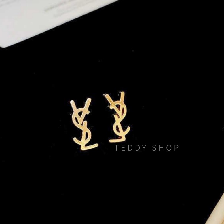 ｜Teddy Shop｜💎高級感鈦鋼字母耳環✨ 字母 耳環 鈦鋼 925銀針 金色 字母耳環 耳針-規格圖3