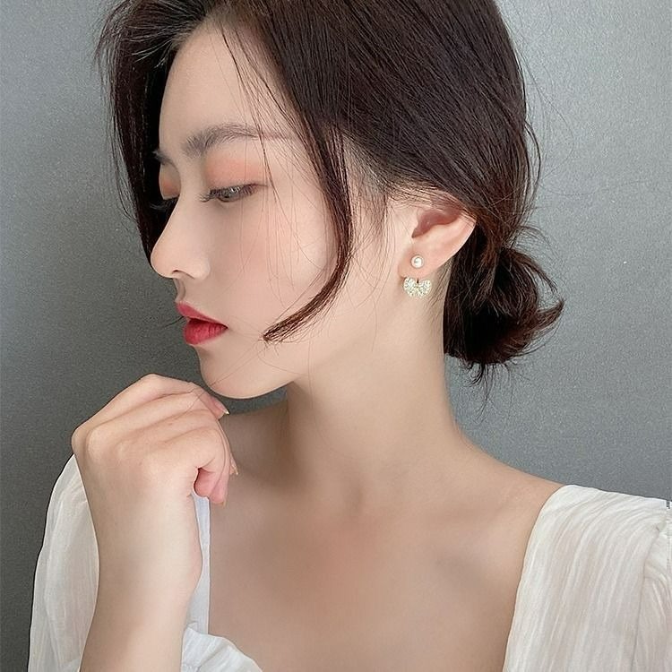 ｜Teddy Shop｜𝑺𝟗𝟐𝟓純銀 💎珍珠蝴蝶結兩用耳環🎀 氣質耳環 高級感飾品 百搭金色款-細節圖3