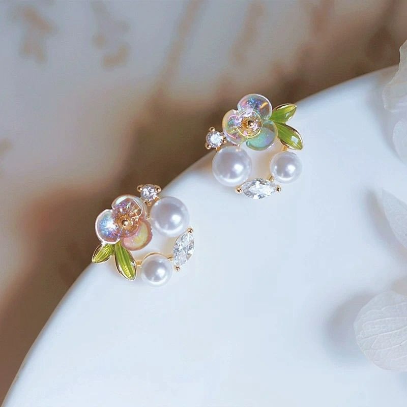 ｜Teddy Shop｜𝑺𝟗𝟐𝟓純銀 💎閃鑽幾何花朵耳環🎀 氣質耳環 高級感飾品 百搭銀色款-細節圖3