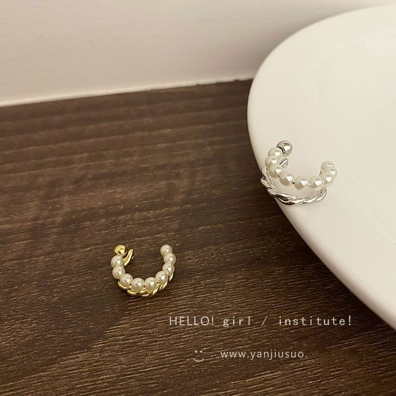 ｜Teddy Shop｜💎法式復古珍珠耳夾🎀 優雅耳夾 氣質飾品 高級感金色款 耳夾 珍珠耳夾-細節圖4