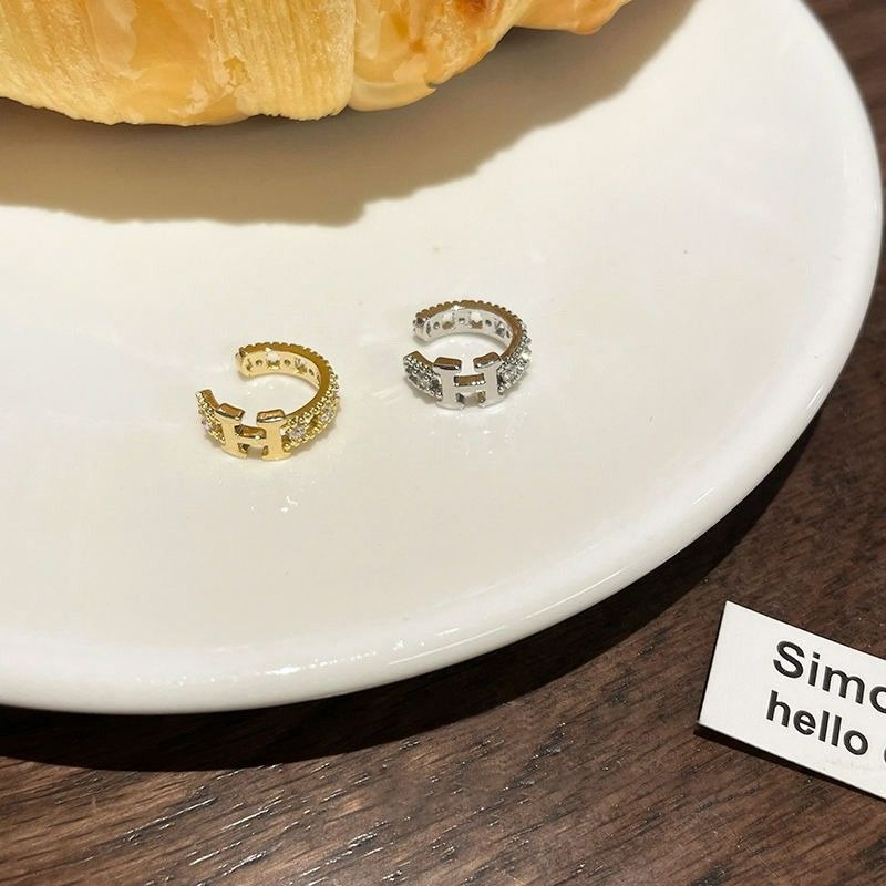 ｜Teddy Shop｜💎高級感微鑲H字母單耳夾🎀 時尚耳夾 法式氣質 小眾設計款 H耳夾 高質感耳夾-細節圖3