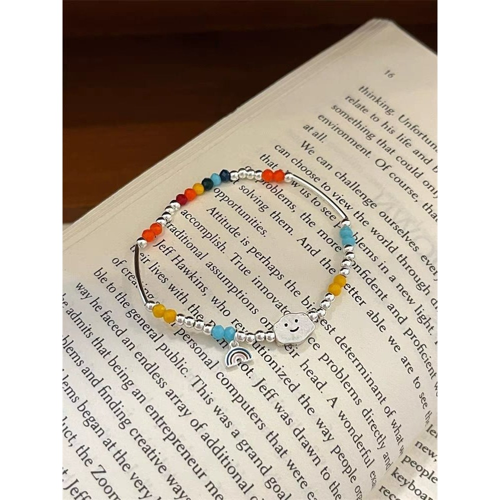 ｜Teddy Shop｜💎日韓小眾彩色雲朵串珠手鍊🎀 可伸縮手鍊 甜美飾品 氣質百搭款 串珠手鍊-細節圖2