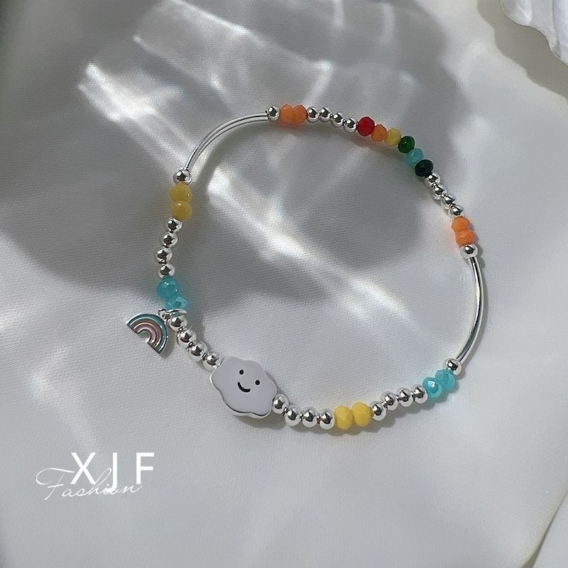 ｜Teddy Shop｜💎日韓小眾彩色雲朵串珠手鍊🎀 可伸縮手鍊 甜美飾品 氣質百搭款 串珠手鍊-細節圖4