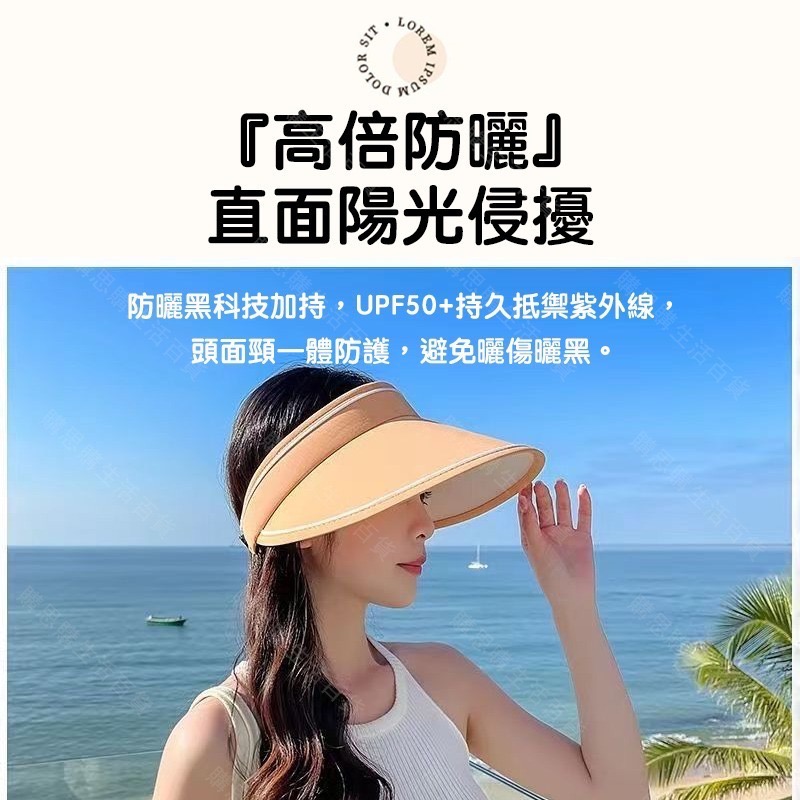 【台灣24H發貨🔥大帽簷+可調式鬆緊帶】防曬帽 遮陽帽 空頂帽 登山帽 女帽 釣魚帽 棒球帽 防曬 漁夫帽 帽子 折疊帽-細節圖2