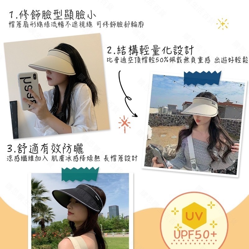 【台灣24H發貨🔥大帽簷+可調式鬆緊帶】防曬帽 遮陽帽 空頂帽 登山帽 女帽 釣魚帽 棒球帽 防曬 漁夫帽 帽子 折疊帽-細節圖7
