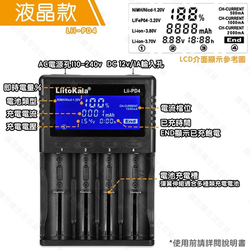 【台灣現貨+發票】LiitoKala 鋰電池充電器 18650充電器 USB充電器 充電電池  3號 4號鎳氫電池-細節圖4